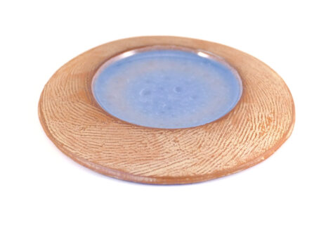 großer Kerzenteller hellblau