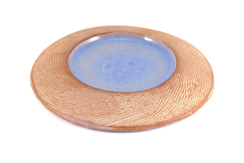 großer Kerzenteller hellblau