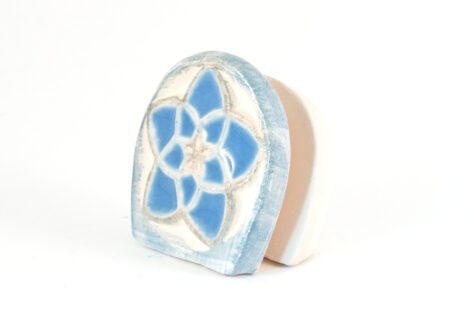 Kartenhalter Rosette weiß Keramik seitlich